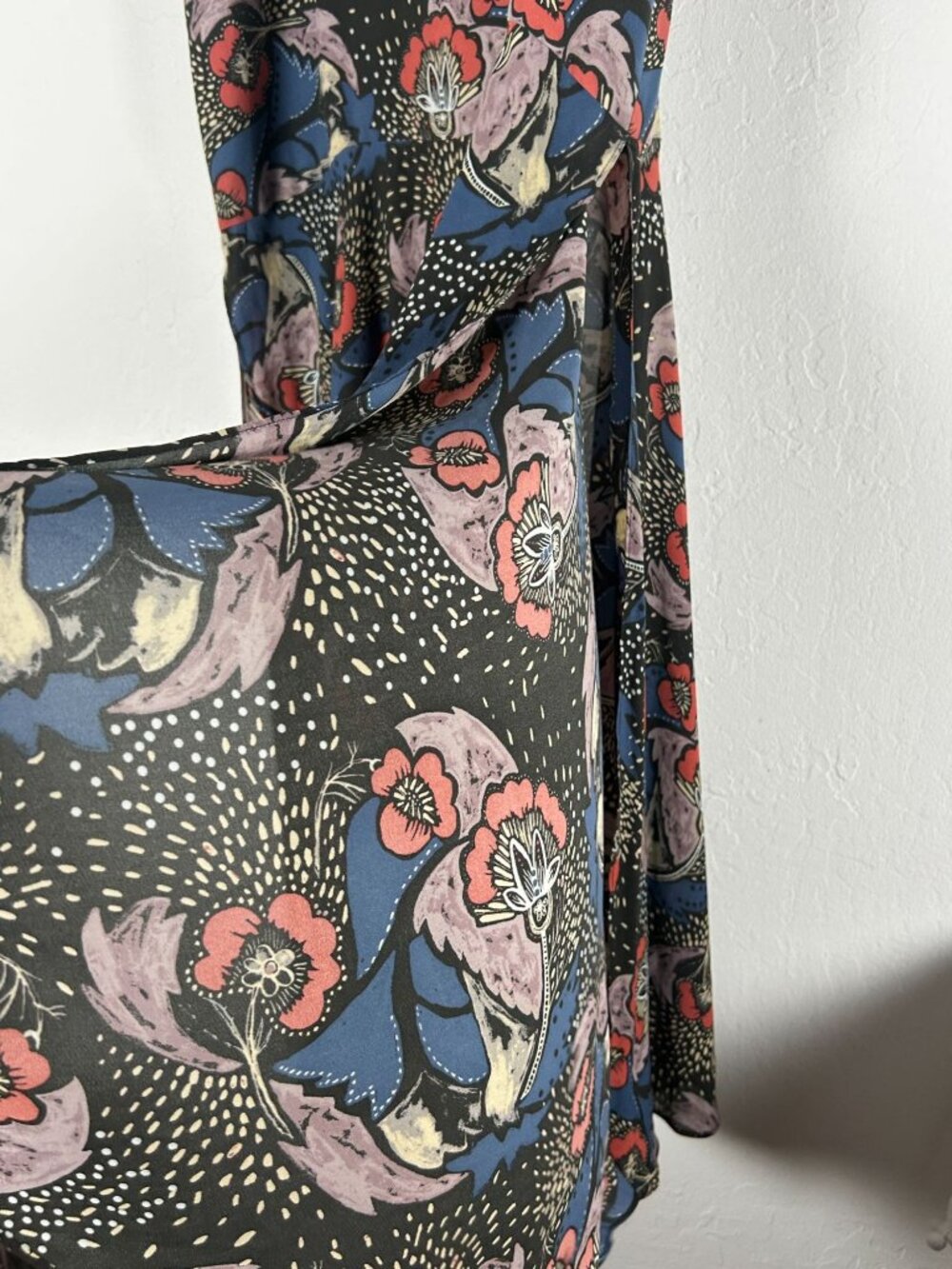 Free People Floral Print Crepe Maxi Skirt Size 12 Black/Multicolor Flowy Boho - Picture 3 of 10